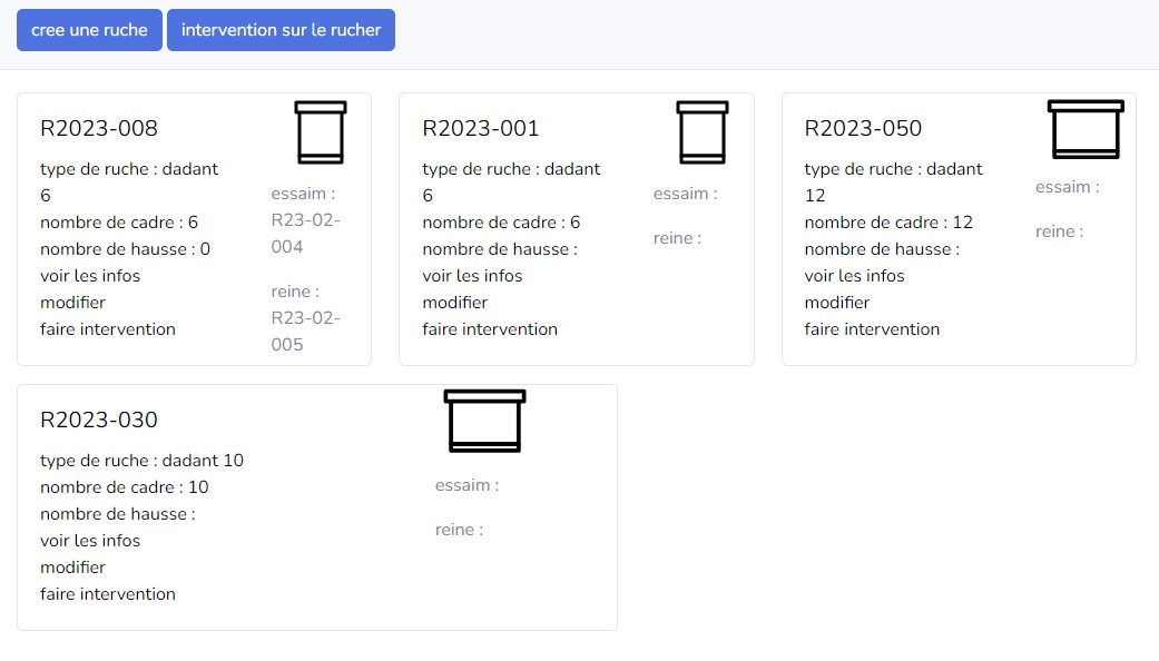 capture web liste ruches